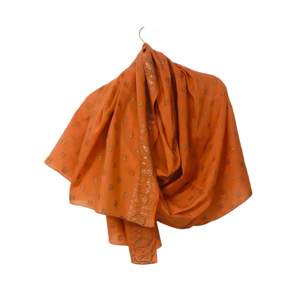 #026. Beautiful orange scarf with parsley print🧣